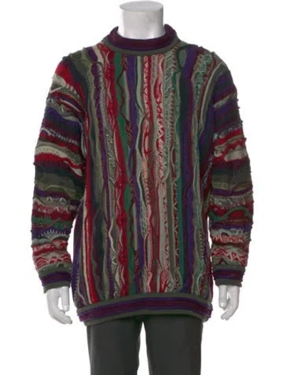 Pre-owned Coogi Striped Mock Neck Pullover In Multi