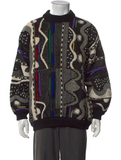 Pre-owned Coogi Wool Patterned Pullover In Black
