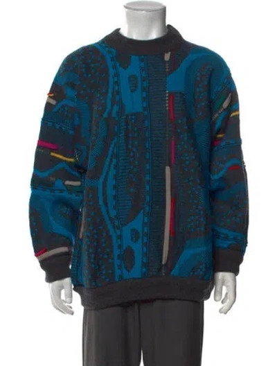 Pre-owned Coogi Wool Patterned Pullover In Blue
