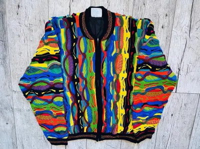 Pre-owned Coogi X Notorious Big 90's Cottone 3d Knit Bomber Patta Supreme Stussy Cdg In Multicolor