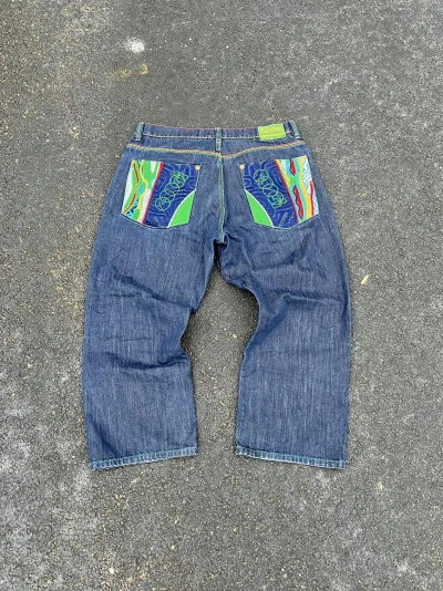 Pre-owned Coogi X Vintage Crazy Vintage Wild Baggy Coogi Y2k Wide Leg Jeans Usa In Blue