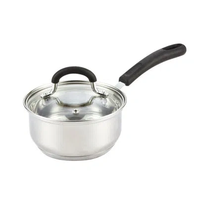 Cook N Home 1 Quart Stainless Steel Saucepan With Lid, Induction Compatible Milk Pot, Stay-cool Silicone Handle, In Silver