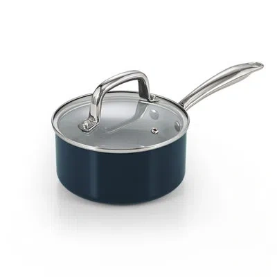 Cook N Home 1.5-quart Saucepan Hard Anodized Non Stick Healthy Ceramic Cookware In Blue