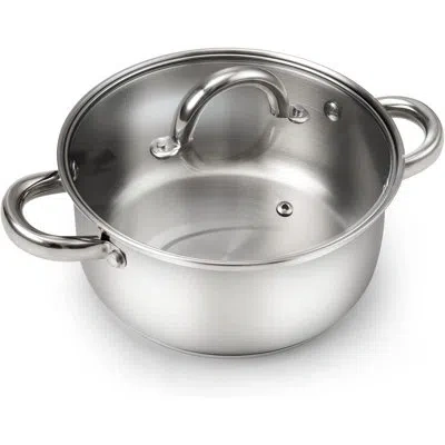 Cook N Home 3-quart Stainless Steel Pot, Small Stock Pot With Glass Lid, Basics Saucier Casserole Stockpot In Stainless Steel;silver