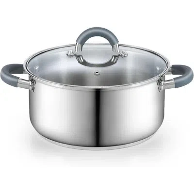 Cook N Home 5.5-quart Sauce Pot Stainless Steel Stockpot With Glass Lid, Basics Saucier Casserole Stock Pot, Sta In Silver
