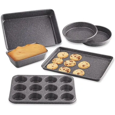 Cook N Home 6 Piece Non-stick Steel Bakeware Set In Black