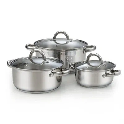 Cook N Home 6-piece Stainless Steel Pots Set, 1.5 & 3 Qt Sauce Pots With Lids, 5.5 Qt Dutch Oven Stockpot, Induc In Stainless Steel;silver