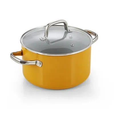 Cook N Home 6-quart Hard Anodized Healthy Ceramic Nonstick Stock Pot With Lid In Yellow