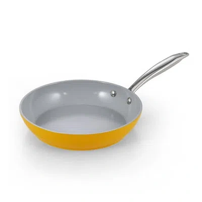 Cook N Home 9.5-inch Non Stick Frying Pan Skillet Hard Anodized Healthy Ceramic Nonstick Cookware In Yellow
