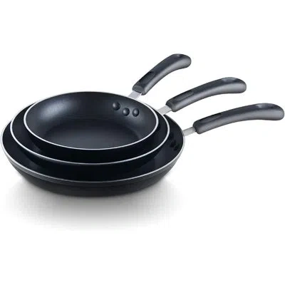 Cook N Home Basics Nonstick Frying Pan Set, 8/9.5/11-inch 3-piece Non Stick Saute Fry Pan Skillet Set, Black