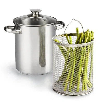 Cook N Home Deep Fryer Pot, Japanese Tempura Small Stainless Steel Deep Frying Pot, 304 Stainless Steel With Oil In Silver