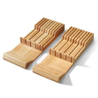 Cook N Home In-drawer Knife Block Organizer 18-slot, (2pc 9-slot)  Kitchen Knife Cutlery Holder Drawer Storage,  In Yellow
