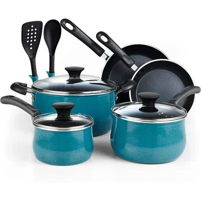 Cook N Home Nonstick Cookware Set Belly Shape 10-piece In Turquoise
