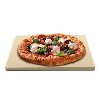 Cook N Home Pizza Grilling Baking Stone With Scraper, 16-inch X 14-inch Rectangular Heavy Duty Cordierite Bread  In Beige
