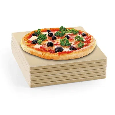 Cook N Home Pizza Grilling Stone Set, 7.5-inch Rectangular Heavy Duty Cordierite Bread Baking Stone For Oven And In Beige