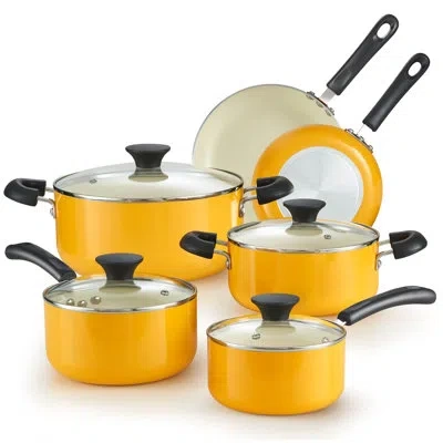 Cook N Home Pots And Pans Set Nonstick, 10-piece Ceramic Kitchen Cookware Sets, Nonstick Cooking Set With Saucep In Yellow