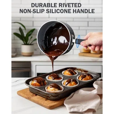 Cook N Home Professional 1 Quart Nonstick Saucepan With Lid, Heavy Aluminum Non Stick Small Sauce Pan, Everyday  In Black