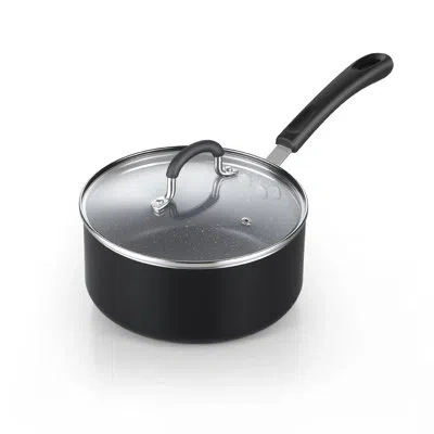 Cook N Home Professional 2 Quart Nonstick Saucepan With Lid, Heavy Aluminum Non Stick Small Sauce Pan, Everyday  In Black