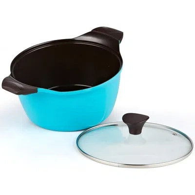 Cook N Home Round Non-stick Casserole With Lid In Blue