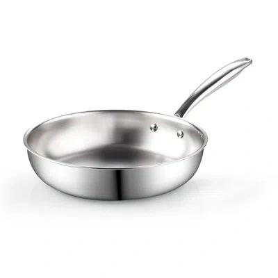 Cook N Home Stainless Steel Sauté Fry Pan 8-inch, Tri-ply All Clad 18/10 Stainless Steel Skillet Frying Pan, Dis