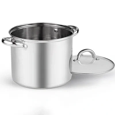 Cook N Home Stockpot With Lid, Basic Stainless Steel Soup Pot In Stainless Steel;silver