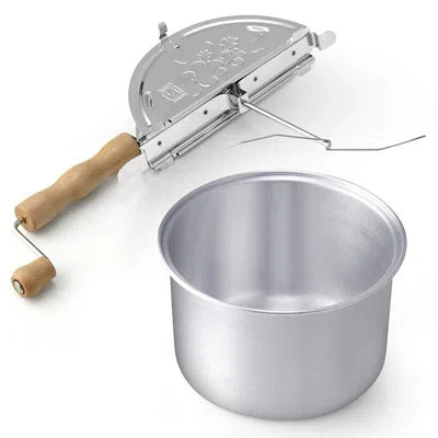 Cook N Home Stovetop Popcorn Popper With Crank, 6-quart Aluminum Popcorn Pot In Silver