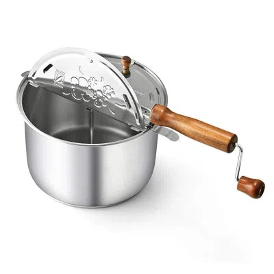 Cook N Home Stovetop Popcorn Popper With Crank, 6-quart Stainless Steel Popcorn Pot, Silver In Sliver