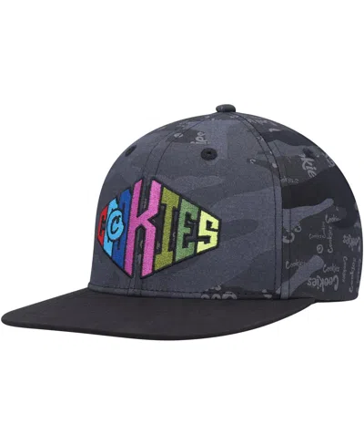 Cookies Men's  Black, Camo Across The Board Snapback Hat In Black,camo