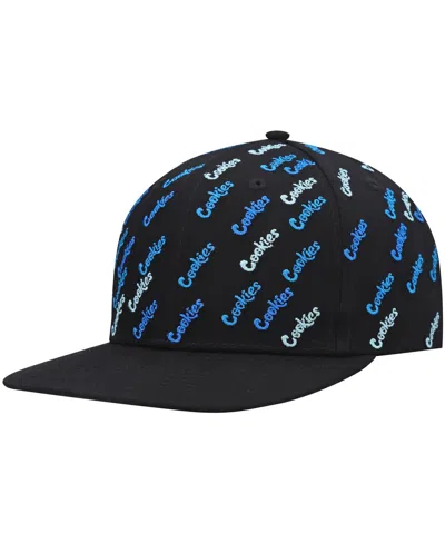 Cookies Men's  Black Triple Beam Allover Print Snapback Hat