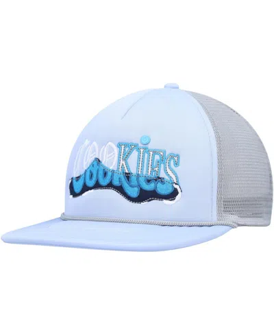 Cookies Men's  Light Blue, Gray Upper Echelon Trucker Snapback Hat In Light Blue,gray
