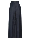 Cooking Is... Cooking Is. Woman Pants Navy Size S Linen, Polyamide In Navy Blue