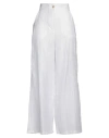 Cooking Is... Cooking Is. Woman Pants White Size L Linen, Polyamide In White