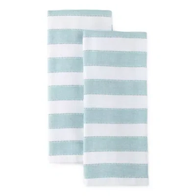 Cooks By Jcp Home Chambray Stripe Dual Purpose 2-pc Kitchen Towel Set In Blue
