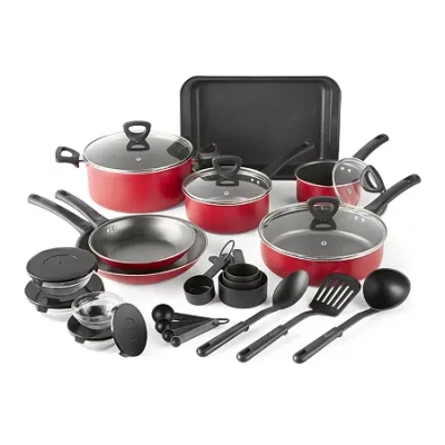 Cooks By Jcp Home Cooks 30-pc Aluminum Non-stick Cookware Set In Red