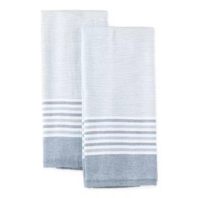Cooks By Jcp Home Cooks Haru Stripe Dual Purpose 2-pc Kitchen Towel Set In Blue