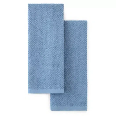 Cooks By Jcp Home Cooks Popcorn Solid 2-pc. Kitchen Towel Set In Blue
