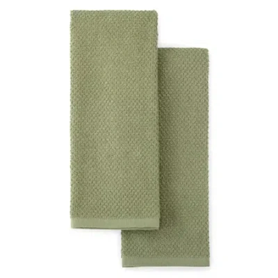Cooks By Jcp Home Cooks Popcorn Solid 2-pc. Kitchen Towel Set In Green