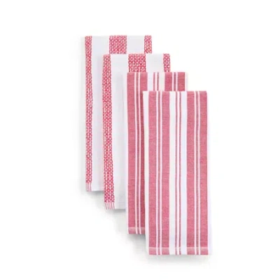 Cooks By Jcp Home Cooks Stripe 4-pc. Kitchen Towel Set In Pink
