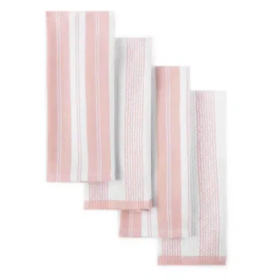 Cooks By Jcp Home Cooks Striped Dual Purpose 4-pc. Kitchen Towel Set In Pink