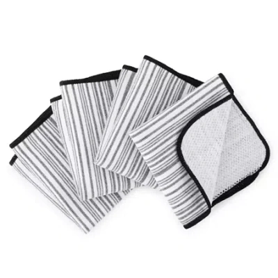 Cooks By Jcp Home Cooks Striped Scrubber 4-pc. Dish Cloth Set In Black