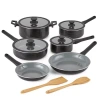 Cooks By Jcp Home Cooks Wave Ceramic 12-pc. Non-stick Cookware Set In Black