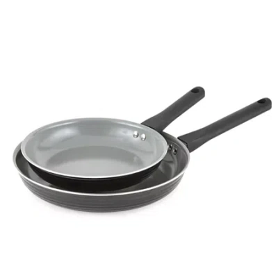 Cooks By Jcp Home Cooks Wave Ceramic 2-pc. Non-stick Frying Pan In Black