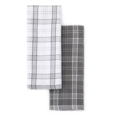 Cooks By Jcp Home Cooks Windowpane 2-pc. Kitchen Towel Set In Gray