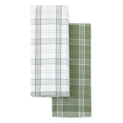 Cooks By Jcp Home Cooks Windowpane 2-pc. Kitchen Towel Set In Green