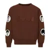 Cool Creative Brown Sweatshirt With Icon Patches