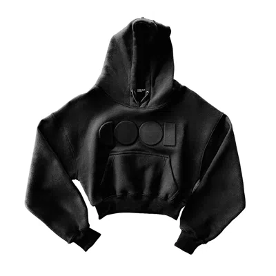 Cool Creative Women's Black Cropped Embossed Hoodie