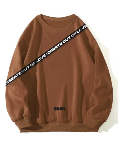 Cool Creative Women's Brown Mocha Crewneck Sweatshirt