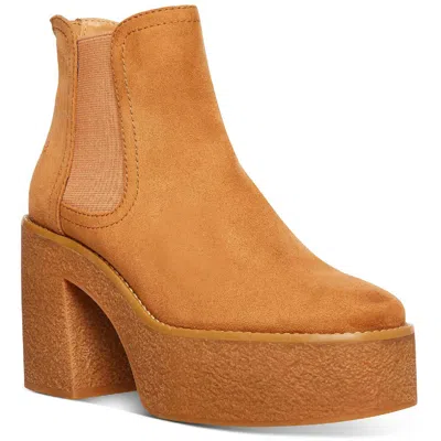 Cool Planet By Steve Madden Lilyyy Womens Faux Suede Zip Up Platform Heels In Orange