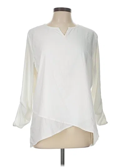 Pre-owned Coolibar 3/4 Sleeve Blouse In Ivory