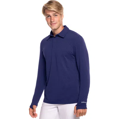 Coolibar Arobello Golf Long Sleeve Polo, Upf 50+ Sun Protection In Blue